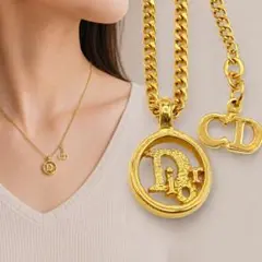 ヴィンテージ Dior ディオール CD ロゴ ゴールドネックレス 344