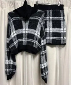 GYDA Check pattern シャギーニットトップス　セットアップ