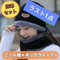 ニット帽 ネックウォーマー セット 裏ボア 防寒 ブラック 冬用