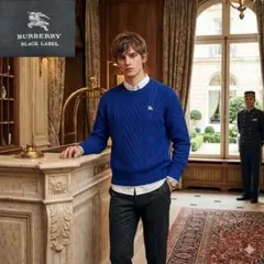 BLACK LABEL BURBERRY コットン　綿　ケーブルニットセーター