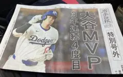 大谷翔平 MVP 特別号外新聞　岩手