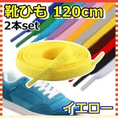 靴紐 靴ひも シューレース 120cm 2本セット スニーカー 黄色のサムネイル