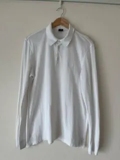 HUGO BOSS 長袖ポロシャツ 白 L PIMA COTTON ロゴ刺繍のサムネイル