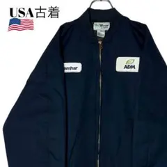 00s USA古着 ワークジャケット ブルゾン 紺色 L 企業物 ジャンパー