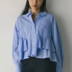 【STYLEMIXER】ティアード　フリル　シャツ　ストライプ　トップス　Fのサムネイル