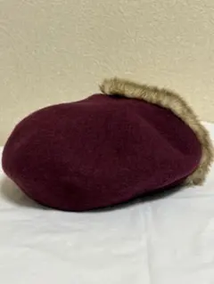 ウールファーベレー帽 ワインレッド