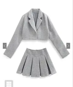 GRL ラメツイードジャケットxプリーツミニスカートセットアップ［dk1317］