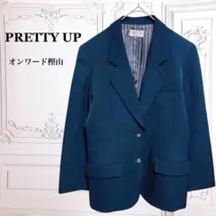 『プリティアップ オンワード』テーラード ジャケット【F】ネイビー 紺 ウールのサムネイル