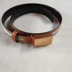 GUCCI レザーベルト ブラウン プレートバックル