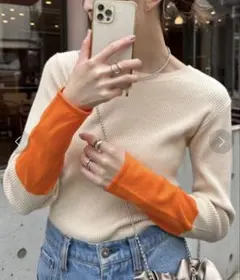 CIAOPANIC TYPY 袖配色リブニット