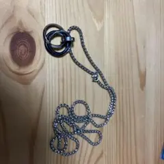 3連 リング ネックレス ステンレス ブルー アクセサリーメンズ チェーン 青