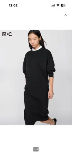 【未使用品】UNIQLO スムースコットンクルーネックセーター　BLACK L