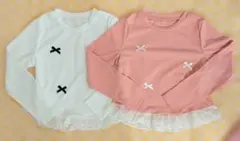 リボンモチーフ 長袖カットソー 116〜122cm