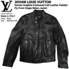 美品！LOUIS VUITTON ネイビー シングルライダースジャケット 美品 ルイヴィトン シングルライダース ジャケット 羊革 レザー