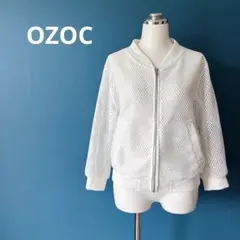 OZOC メッシュ ブルゾン ジャケット スタンドカラー ホワイト 7分袖のサムネイル