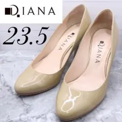 【205】DIANA ダイアナ パンプス エナメル ベージュ 23.5