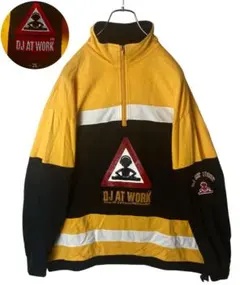希少古着パックマンでかロゴ×マルチカラーハーフジッププルオーバー 