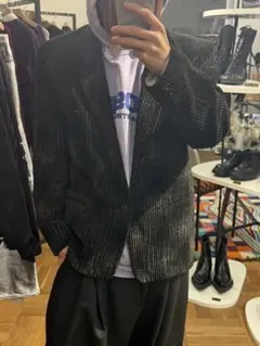 コーデュロイストライプテーラードジャケット ラメ キラキラ