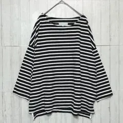 しまむら SEASON REASON 七分袖Tシャツ　ホワイト　ブラック【L】