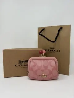 く*！様 COACH ピンク がま口コインケース