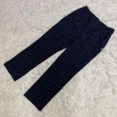 極美品　スラックス　ダークグレー　花柄　ナイロン　ストレッチ　薄手　S相当