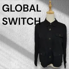 GLOBAL SWITCH テンセル100%シャツジャケット40 L黒ストライプ