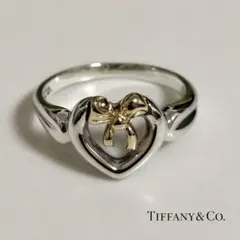 Tiffany 新品同様品　K18 ハートリボンコンビリング　AU750 12号のサムネイル