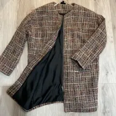 Top shop ノーカラー　ツイードコート