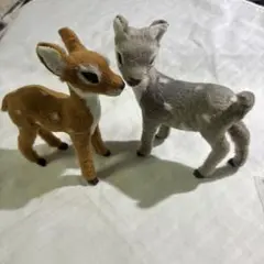 小鹿の置物 2体セット ぬいぐるみ風 インテリア