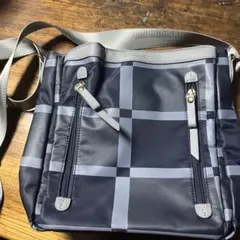 Hush Puppies ネイビー グレー チェック ショルダーバッグ