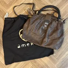 【再値下げ】ameko レザー 2WAY ハンドバッグ ショルダーバッグ