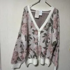 タグ付き 新品 Samansa Mos2 花柄シャギーVネックカーディガン