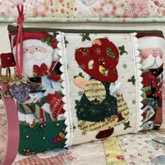 サンボンネットスーちゃんポーチ❣️本革ストラップ付❣️透明ポケット付❣️Xmas⭐️