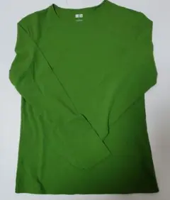 UNIQLO U ストレッチクルーネックTシャツ グリーン 長袖 Lサイズ