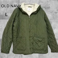 OLD NAVY キルティングジャケット フード付 L カーキ オールドネイビー