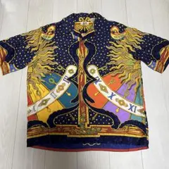 エルメス［シルクシャツ］スカーフ柄 チェーン カシミヤ ハーフボタン