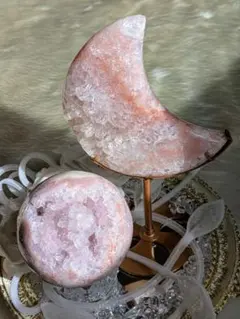 ☆ピンクアメジスト　アゲート☆　 花　スフィア　オールカット　大玉　9.5cm