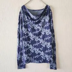 【LANDS' END】（M）長袖カットソー/ラインストーン/柔らかコットン