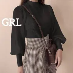 k0938 GRL シアーボリュームスリーブニットトップス ブラックのサムネイル