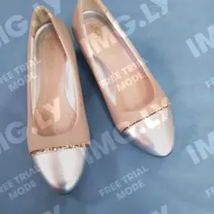 ピンク　パンプス ローヒール