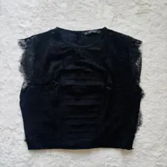 【ZARA】ブラック ノースリーブ トップス レース