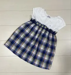 ミキハウスお花モチーフ切替チェックワンピースMIKIHOUSE 110cm