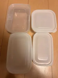 タッパー 食品保存容器 4個セット 透明・ホワイト