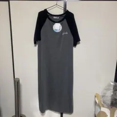 Hina Style 半袖カットソーワンピース グレー×ブラック