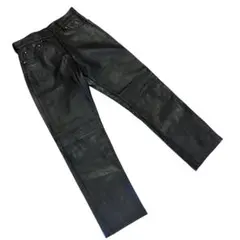 ビッグサイズ34！エイジング加工！TEXACOブーツカットレザーパンツ黒 