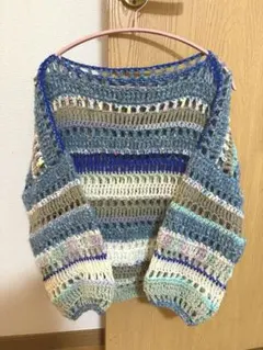 カラフルセーター　プルオーバーセーター　鍵編み