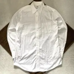 ユニクロ ワイシャツ 長袖 ボタンダウン スーパーノンアイロン ホワイト L