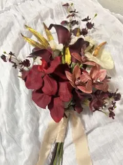 ボルドー　アーティフィシャルフラワー　造花ブーケ　ウェディング　結婚式ブライダル