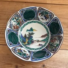 九谷焼　盛鉢　花鳥色彩絵　松月　和食器　古食器　レトロ