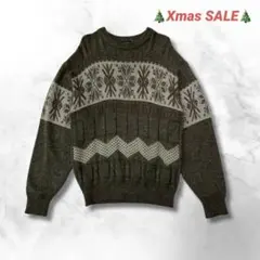 【古着】FLORIDO ノルディック柄ニットセーター グレー系 M相当